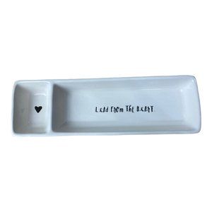 Rae Dunn "Lead From The Heart" Storage Organizing Holding Tray Caddy White Black